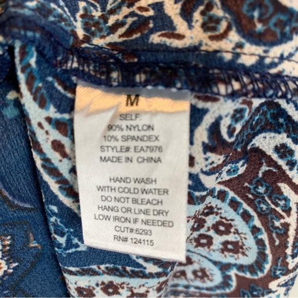 Elodie Boho Paisley Navy Burgundy Sleeveless A-Line Swingy Blouse Tunic Top sz M - Picture 6 of 6